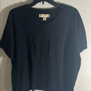 MICHEAL KORS Black knit sweater SHORT SLEEVE LOGO women’s Sz XL